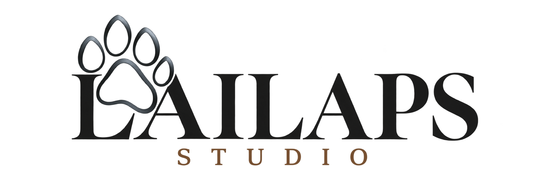 LAILAPS Studio — a simple canine paw overlapping the wordmark